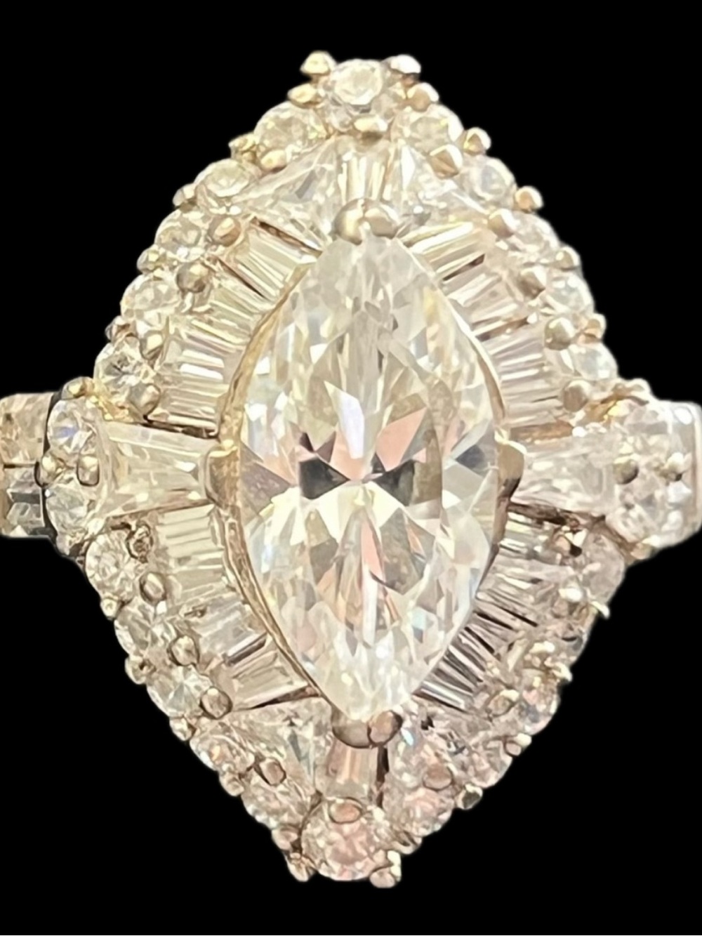 Victoria Wieck vintage emerald marquise round cut engagement cocktail ring HSN